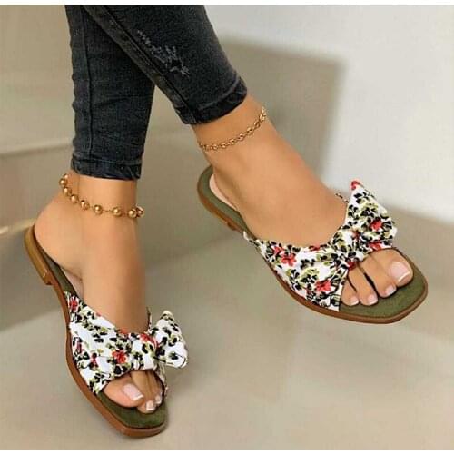 Womens Bow Tie Slippers Summer Elegant Ladies Open Toe Women Slippers Outdoor Beach Shoes New