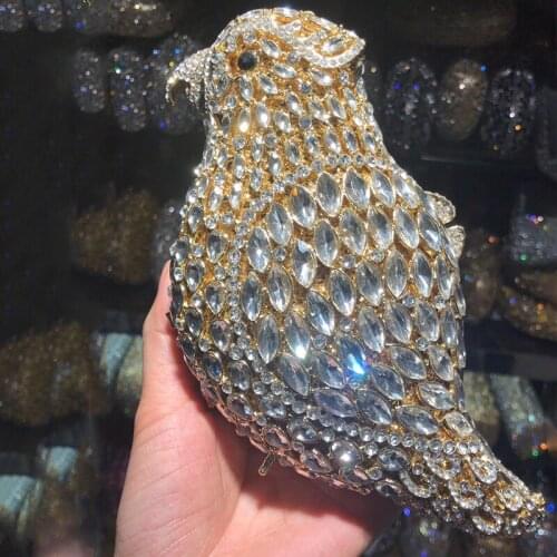 White Rhinestone Gold Metal Ladies Clutch Bags Animal Shape Women Girls Diamond Crystal Elegant Dinner Banquet Money Wallets