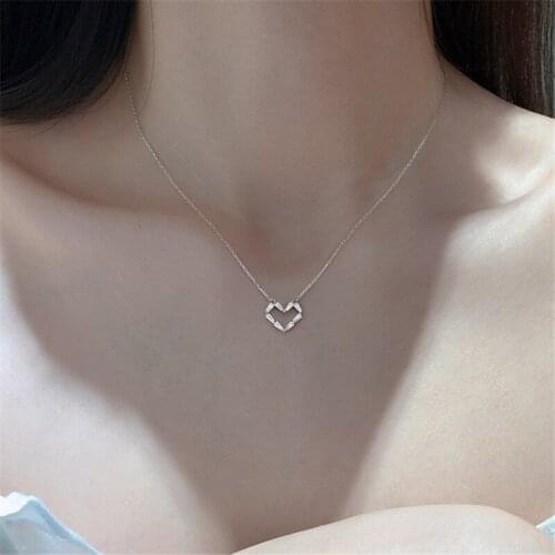925 Sterling Silver Cubic Zircon Heart Charm Necklaces & Pendants Choke For Women Fashion Jewelry Accessories dz082