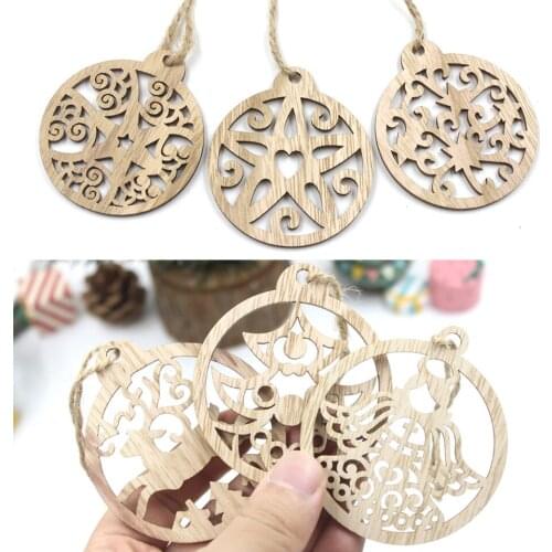 6PCS Wooden Angel Elk Christmas Ornaments Kids Toys For Xmas Tree Hanging Pendants Decoration For DIY Home Party New Year Decor