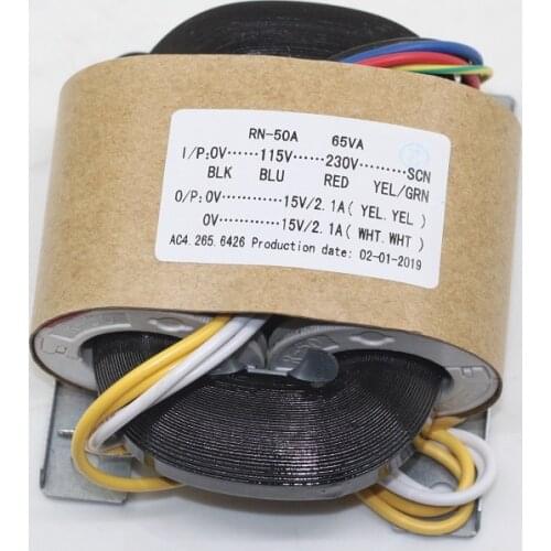 65W R Type Power Amplifier Transformer 0-115V-230V Audio Copper Wire R Core Transformer 0-15V 2.1A