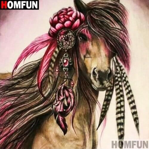 Homfun Full Square/Round Drill 5D DIY Diamond Painting "Animal horse" 3D Embroidery Cross Stitch Home Decor Gift A11287