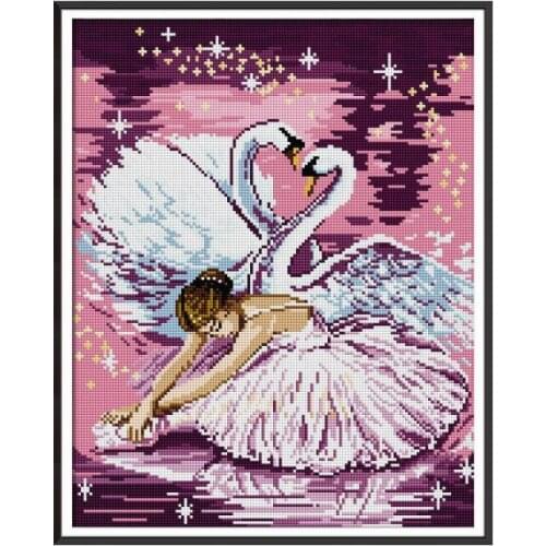 Diamond Painting Full Drill Square Dance of The Swan Cross Stitch Kit Wall Sticker Rhinestones Pictures Diamond Embroidery Icons