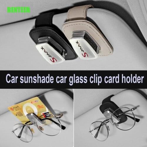 Genuine Leather Car Sunshade Glass Clip Holder Sticker For Ford Smax S-max
