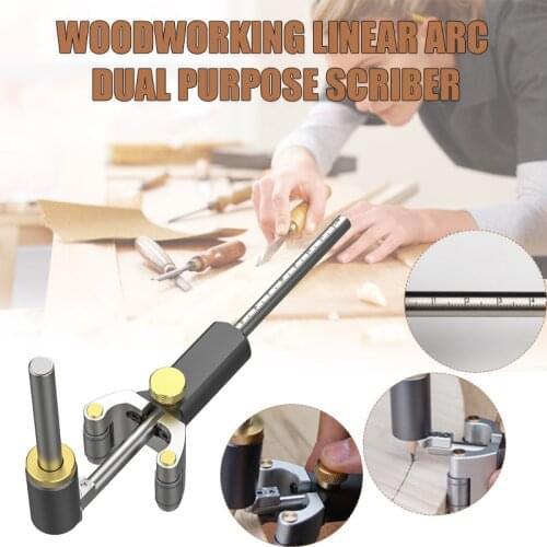 Wood Scribe Tool Woodworking Linear Arc Dual-purpose Scriber Ruler Parallel Line Drawing Tool Measuring Gauge JDH88