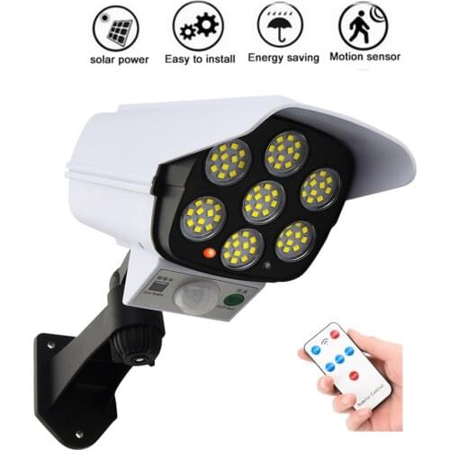 Remote Solar motion sensor Fake Monitor LED Wall Mount Lamps Security Move Sensor Bulbs IP66 Dummy Camera Body Induction Lamp Wa