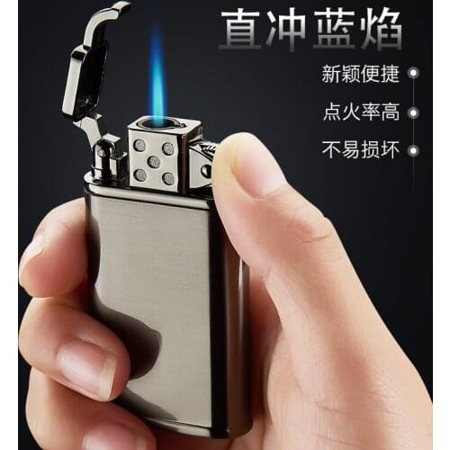 Long Strip Push Ignition Jet Gas Torch Turbo Lighter Strip Windproof All Metal Cigar Lighter 1300 C Butane