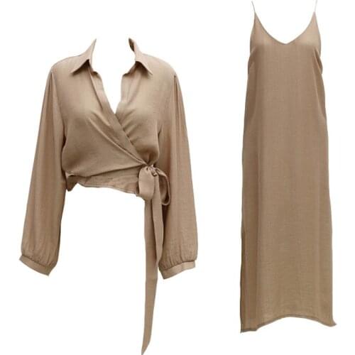 New arrival women temperament OL two-piece set solid loose shirt comfortable basic a-line dress fashion work style women set