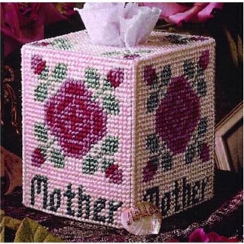 12x12x14cm Carton Rose storage tissue box embroidery kit DIY handmade craft set Crocheting knitting needlework supplies