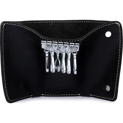 Genuine Leather Key Wallet Women Keychain Cover Housekeeper Keys Holder Organizer Large Capacity Men Car Key Wallet Keychain Bag