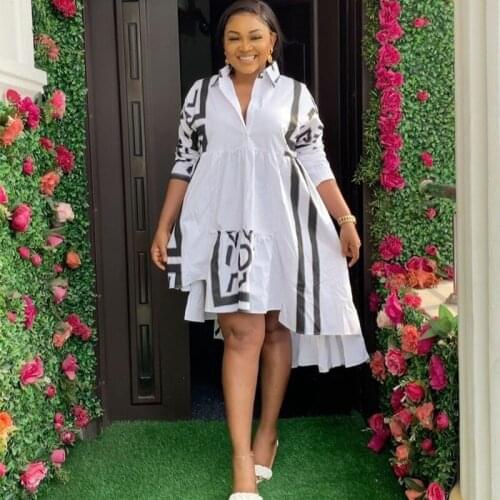 Summer African Dresses for Women Dashiki Print Irregular African Clothes Plus Size Vestidos Africa Cake Dress Christmas Robe