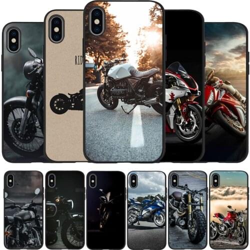 Retro Motorcycle black Silicone Phone Case For iPhone 12 XR XS Max 5 5S SE 2020 6 6S 7 8 PLUS X 11Pro Max 11 Cover