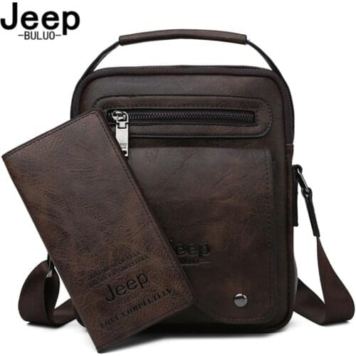 JEEP BULUO Mens Messenger Bag Famous Brand Men Shoulder Bags Leather Crossbody Tote For iPad Men Fashion Business New Handbag