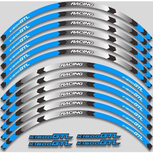 A set of 12pcs high quality motorcycle wheel decals waterproof Reflective stickers rim stripes For BMW K1600GTL k1600 gtl