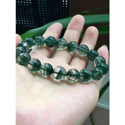 Genuine Natural Green Phantom Quartz Bracelet Garden Women Men Crystal 11mm Clear Round Beads Stretch Rare AAAAAA