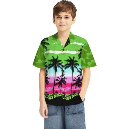 2020 new shirt Fashion Boys Casual Button Hawaii Print Beach Short Sleeve Quick Dry Top Blouse Kid Hawaiian shirt