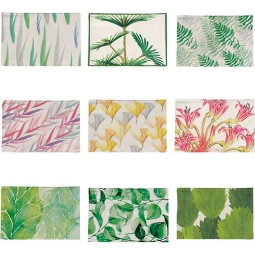 New Green Plants Table Mat Placemats Tableware Pad Heat Insulation Cup Mats Nordic Linen Placemat Coaster Dining Table