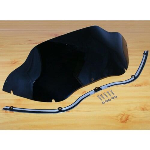 Motorcycle Wave Tint 9.5" Dark Black Windshield +Cut Trim For Harley Road Glide FLTR 1998-2013