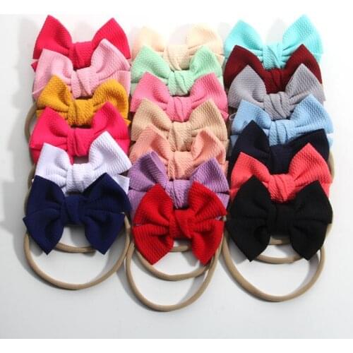 50PCS/Lot 4.3" 11CM Beauty Waffle Nylon Headband Hair Bows Accessories Elastic Boutiques Headwear HairBand For Girls Women Hair