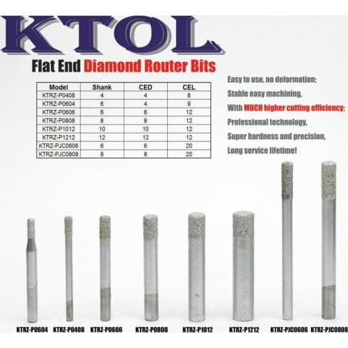 Shank 6-12mm Straight End Mill Diamond CNC Cutters for Stone Carving Cutting Machine Marble Engraving Router Bits Milling Tools