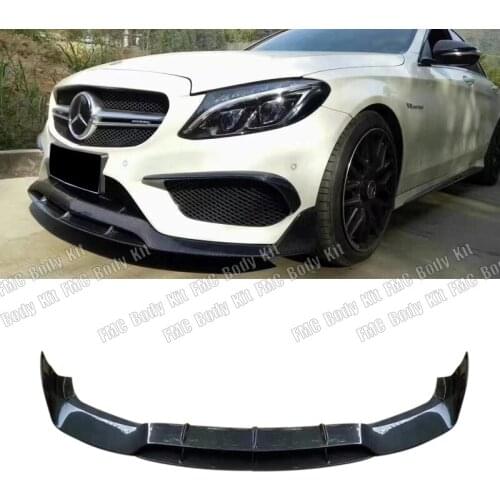 Real Carbon fiber front bumper lip spoiler splitter for Mercedes Benz W205 C63 AMG sedan 2015-2018