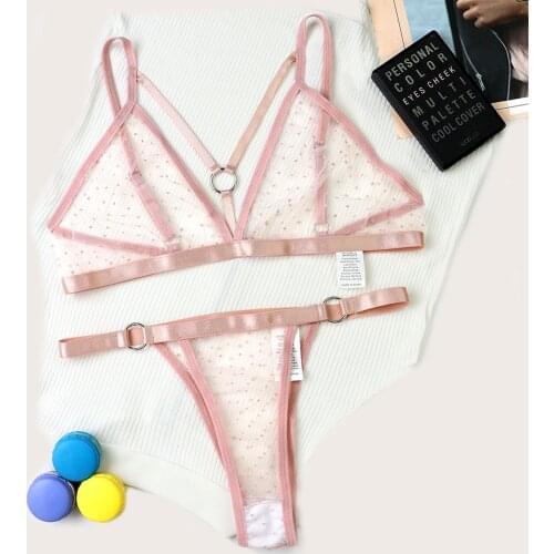 Sexy Lingerie Bra Set Women Green Sexy Lace Sling Bra Thong Set Bandage Underwear Sleepwear Lingerie Sets Lenceria