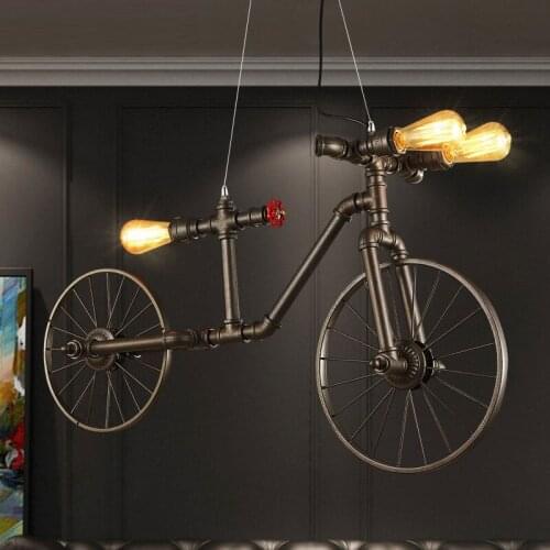 Nordic Iron Retro Cafe pendant lamp Bedroom Restaurant Bar Industrial Wind Creative Individual Bicycle Pendant Lights