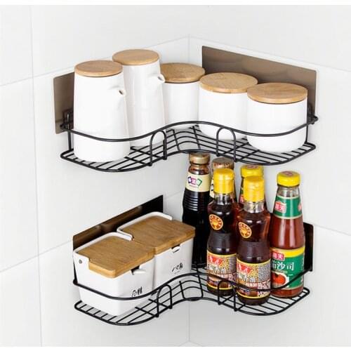Kitchen Organizer Rack Bathroom Accessories Kitchen Accessories Storage Rack Stainless Punch-Free Firm Bathroom Shelf Storage