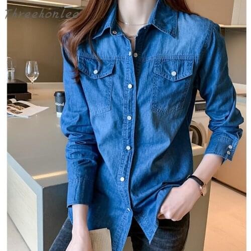 Threehonlee Womens Denim Shirts