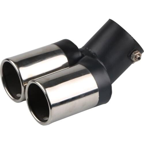 Universal Car Curved Dual-outlet Exhaust Trim Muffler Pipe Tail Stainless Steel Car Decoration Chrome Tail Pipe