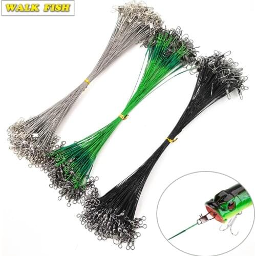 Walk Fish 20pcs/lot Steel Wire Leader with Swivel Anti-bite Fishing Line 10/15/20/30cm Fishing Accessory Core Leash Fishing Wire