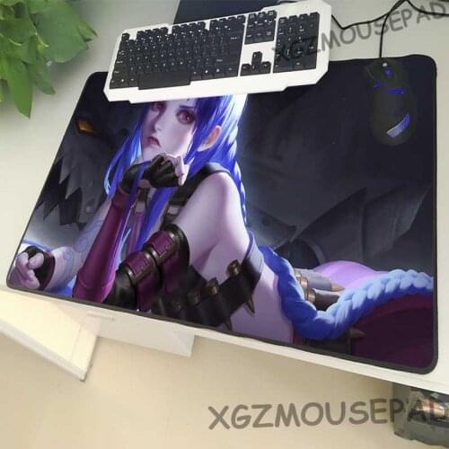 XGZ Promotional Large Size Gaming Mouse Pad Black Lock Side Anime JinxPC Table Desk Mat Cute Loli Rubber Non-slip Universal Type