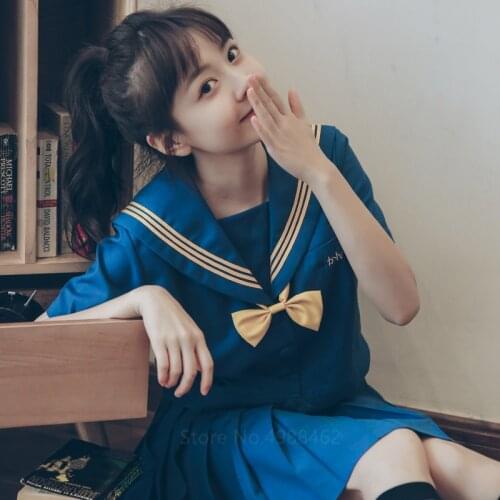 Japanese School Uniform Sailor Dress Uniform Shirt Skirt Set Anime School Girl Clothes Jk Suit College Soft Sister Pleated Skirt