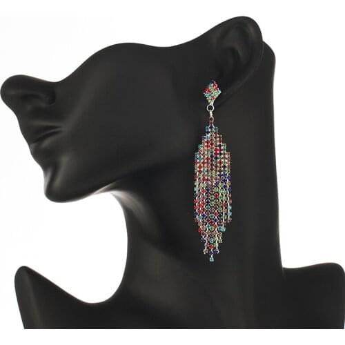 YFJEWE Crystal Wedding colorful rhinestone Drop Earrings for Women Silver Color Bridal Dangle Earring Fashion Jewelry E635