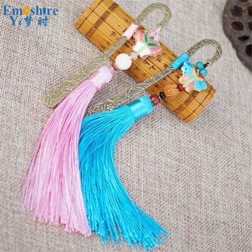 Bookmark Stationery Gift Wholesale Original Chinese Style Blue Couple Metal Tassel Bookmark Valentines Day Metal Bookmark M142