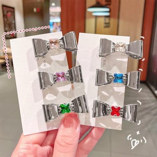 CYGJFC Woman Silver Bowknot Hairpins Crystal Metal Hair Clips Women Hairgrip Fashion Hair Accessories Headwear Barrettes