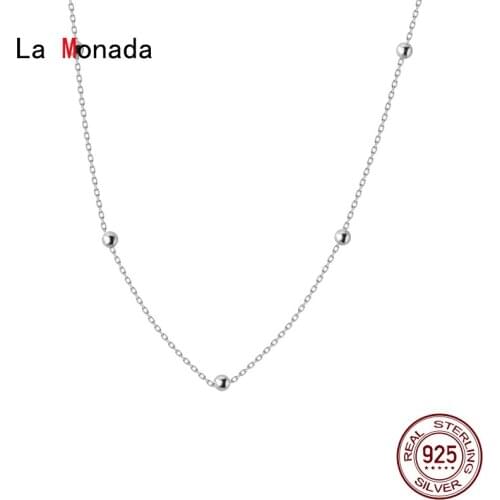 La Monada 925 Sterling Silver Necklaces For Women Minimalist Bead Ball 925 Silver Chain Necklace Women Jewelry Korean Female