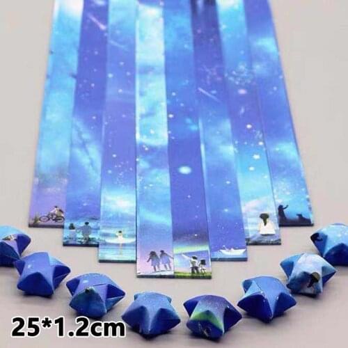 136Pcs Folding Paper Lucky Star Paper Strip Sky Universe Pattern Origami Craft Handmade Home DIY Cards Gift Decoration