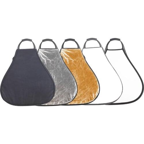 24" 60cm 5 in 1 Collapsible Disc Triangle Flash Reflector with Bag for Photo Studio Translucent Silver Gold White and Black