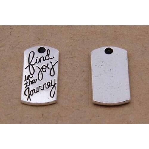 50pcs/lot 10*20mm Tibetan Style Rectangle Tag ,Alloy Rectangle Find Joy in the Journey Charm Pendants For DIY Jewelry Making