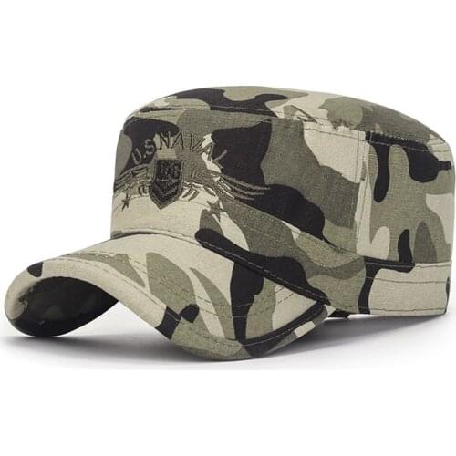 New United States US NAVAL Corps Cap Hat Military Hats Camouflage Flat Top Hat Men Cotton Hat USA Black Embroidered Camo Hat