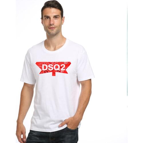 Dsq2 brand summer style 100% cotton men women black T-shirt casual O-Neck T-shirt short sleeve tees white letter T-shirt for men