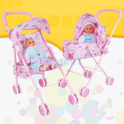 Simulation Baby Toddler Stroller Pushchair ABS Plastic Furniture Toy for 9-12inch Reborn Doll Supplies