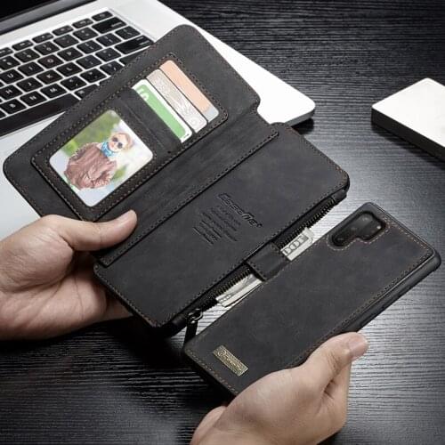 CaseMe Case For Samsung Galaxy Note 10+ S8 S9 S10 E S20 Ultra Plus Vintage Leather Card Slot Magnetic Stand Removable Back Case