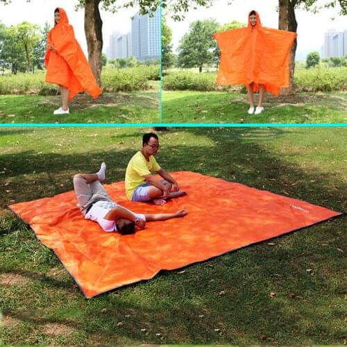 Ultralight Rain Jacket Hiking Cycling Raincoat Outdoor Camping Mini Tarp 3 in 1 Multifunction Sun Shelter Tarp