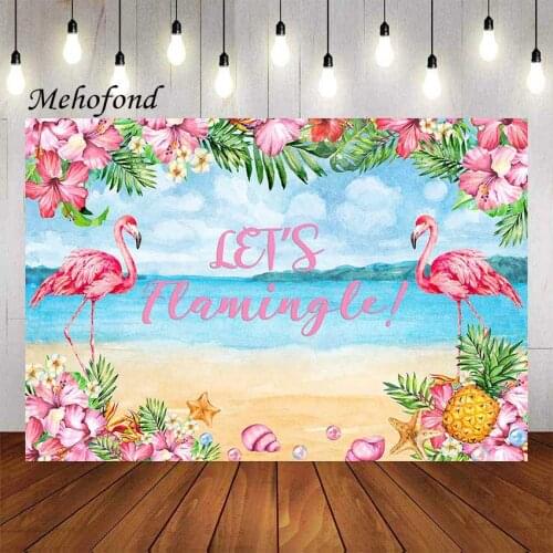 Mehofond Photography Background Summer Lets Flamingo Hawaiian Flamingo Flowers Palm Leaves Birthday Party Backdrop Photo Studio