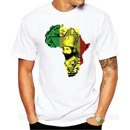 Reggae T-Shirt Haile Selassie Rastafarian Jamaican Ethiopian African King Judah Fashion Classic Style Tee Shirt