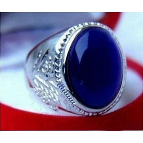 Hot selling free shipping******** Beautiful Tibetan Silver Mens blue natural Rings size 8-10