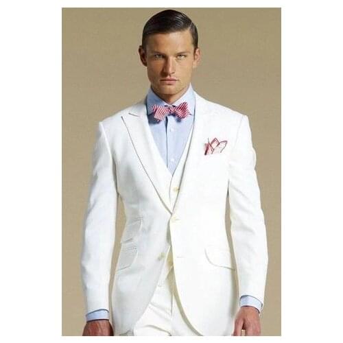 Custom Made Groom Tuxedo Groomsmen Peak Lapel Wedding/Dinner/Evening Suits Best Man Bridegroom (Jacket+Pants+Tie+Vest) B70