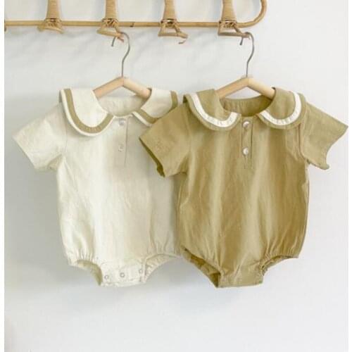 Preppy Style Baby Boys Girls Short Sleeve Rompers Summer Baby Clothes Rompers Kids Boys Girls Rompers Infant Clothing Rompers